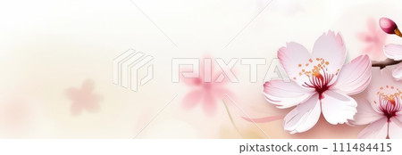 Cherry blossom flower blooming. Pink sakura flower background. Pink cherry blossom, isolated Sakura tree branch. For card, banner, invitation, social media post, poster, mobile apps, advertising. Cherry blossom flower blooming. Pink sakura flower background. Pink cherry blossom, isolated Sakura tree branch. For card, banner, invitation, social media post, poster, mobile apps, advertising. 111484415