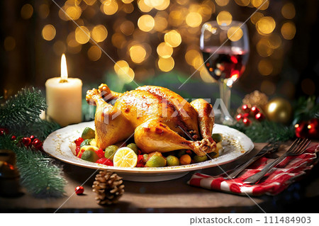 luxurious christmas dinner 111484903