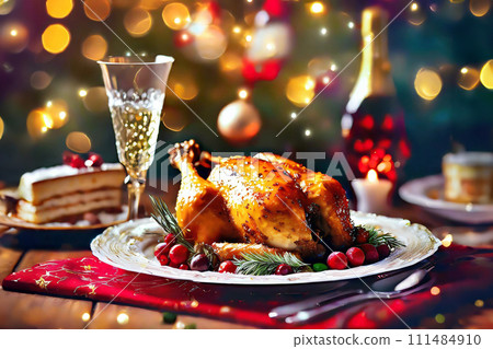 luxurious christmas dinner 111484910