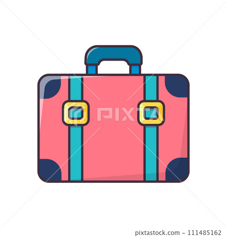 Pink travel suitcase. Flat vector illustration. Isolated image on a white background. 111485162