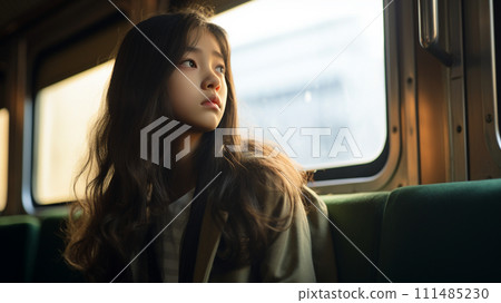 亞洲學生搭乘火車 111485230