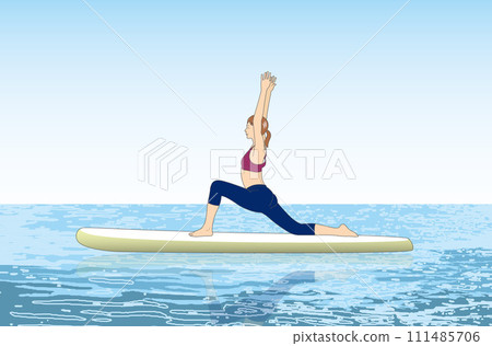 Female illustration: Sap yoga (sideways, eyes closed) Female illustration: Sap yoga (sideways, eyes closed) 111485706