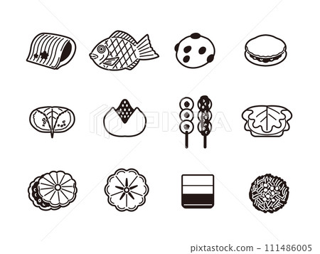 日式甜點插圖集（線描） 111486005