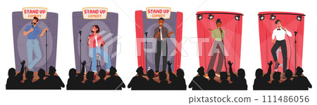 Male and Female Artist Characters Captivate The Audience With Witty Anecdotes, Clever Observations And Impeccable Timing Male and Female Artist Characters Captivate The Audience With Witty Anecdotes, Clever Observations And Impeccable Timing 111486056