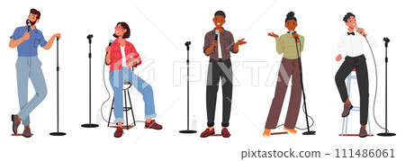 Artists Command The Stage With Wit And Humor, Weaving Clever Anecdotes And Observations. Their Stand-up Comedy Show 111486061