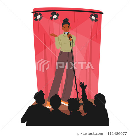 Artist Girl Confidently Commands The Stage, Delivering Punchlines With Impeccable Timing. Their Wit And Humor 111486077