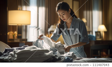 打掃旅館的亞洲女人 111487043