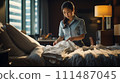 Asian woman cleaning a hotel 111487045