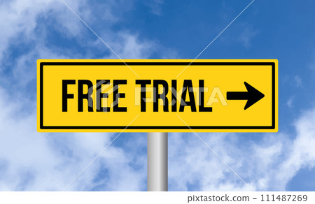 Free trial road sign on sky background 111487269