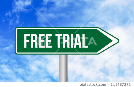 Free trial road sign on sky background 111487271