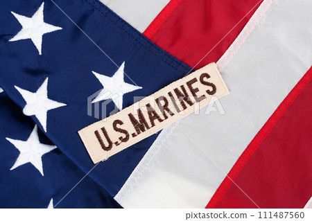 U.S. MARINES Branch Tape on national USA flag U.S. MARINES Branch Tape on national USA flag 111487560