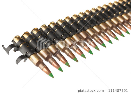 5.56mm ammunition belt with cartridges 5.56mm ammunition belt with cartridges 111487591