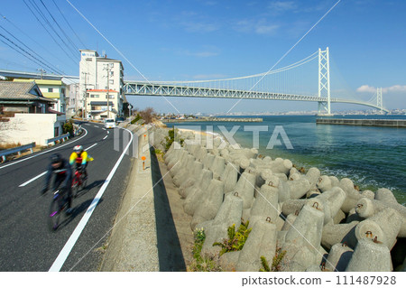 Hyogo Prefecture Awaji Island Cycling Akashi Kaikyo Bridge Iwaya Hyogo Prefecture Awaji Island Cycling Akashi Kaikyo Bridge Iwaya 111487928