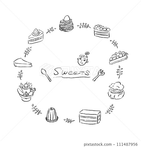 Sweets set line art 111487956