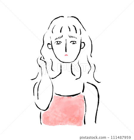 Female before styling, sleeping habits, unkempt hair problems Female before styling, sleeping habits, unkempt hair problems 111487959