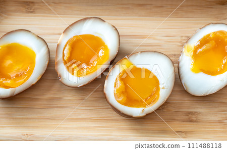 Halved ramen eggs Halved ramen eggs 111488118