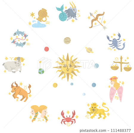 12星座太陽系歐式插畫 111488377