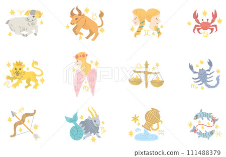 12星座歐式插畫 12星座歐式插畫 111488379