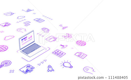 Isometric background for business and technology Background: White Icon: Gradient 111488405