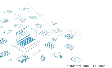 Isometric background for business and technology Background: White Icon: Blue Isometric background for business and technology Background: White Icon: Blue 111488408