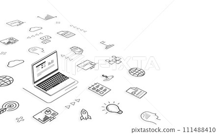 Business and technology isometric background Background: White Icon: Black Business and technology isometric background Background: White Icon: Black 111488410