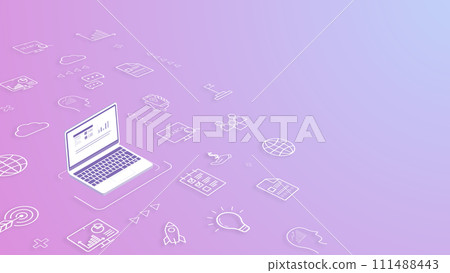 Business and technology isometric background Background: Color background Icon: White 111488443
