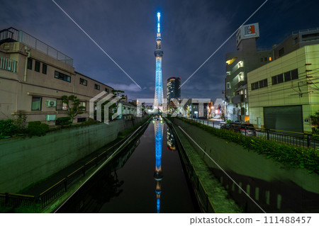 Tokyo Skytree viewed from Tokken Bridge in Tokyo Tokyo Skytree viewed from Tokken Bridge in Tokyo 111488457