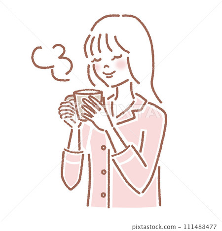 一個女人喝熱飲料 111488477