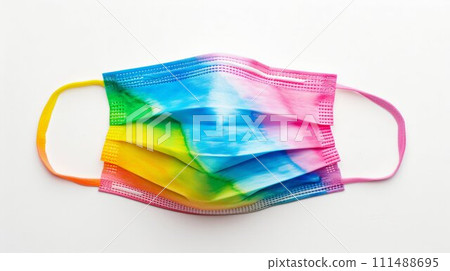 Colorful Rainbow Protective Face Mask Isolated on White. Generative ai 111488695