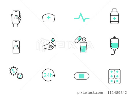 Medical and healthcare line icon set 111489842