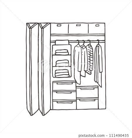 Closet/clothes storage hand-drawn illustration (monochrome) 111490435