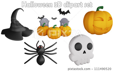 Halloween clipart element ,3D render Halloween concept isolated on white background icon set No.9 111490520
