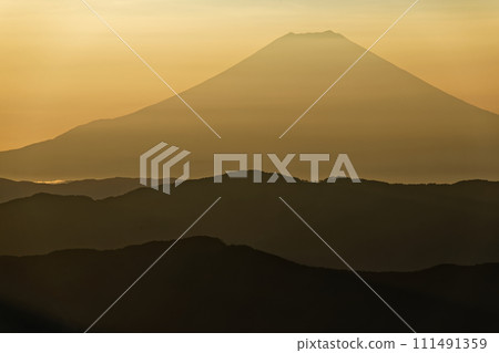 Mt. Fuji in the morning seen from Mt. Isarga in the Southern Alps Mt. Fuji in the morning seen from Mt. Isarga in the Southern Alps 111491359