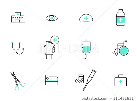 醫療和保健線圖標集 醫療和保健線圖標集 111491631