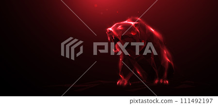 Stock Market. Bear market trading. Down trend. Low poly wireframe, lines. Illustration vector 111492197