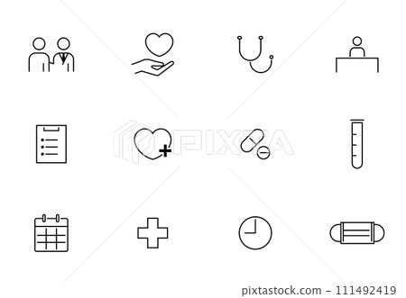 Medical and healthcare line icon set 111492419