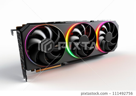 Close up of GPU Graphic card unit for PC computer technology Created with Generative AI technology. 111492756