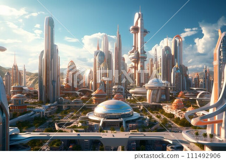 Ecology city concept with clean energy for good environment Created with Generative AI technology. 111492906