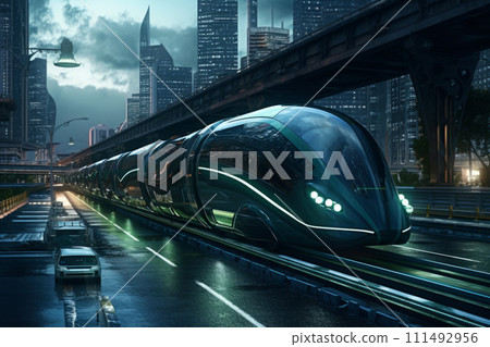 Conceptual of transportation with clean energy in the future Created with Generative AI technology. 111492956