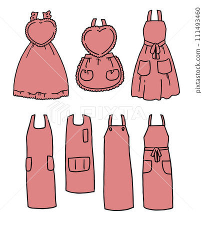 Red apron illustration set Red apron illustration set 111493460