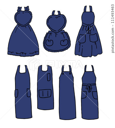 Navy apron illustration set Navy apron illustration set 111493463