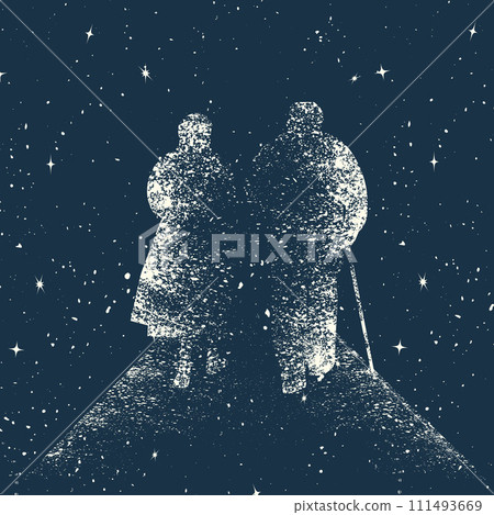 Grunge dark space old couple 111493669
