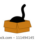 一隻貓在盒子裡，只露出尾巴的插圖 111494145