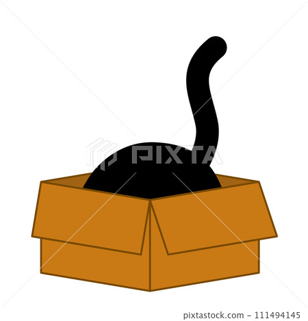 一隻貓在盒子裡,只露出尾巴的插圖 一隻貓在盒子裡,只露出尾巴的插圖 111494145