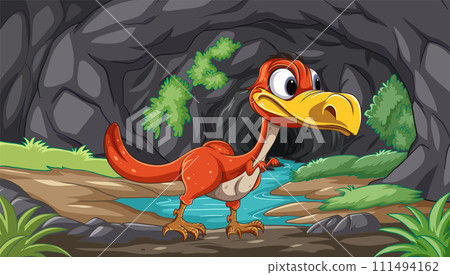 Friendly Dinosaur Outside Its Cave 111494162