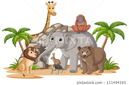 Friendly Animals Gathering in the Jungle 111494163