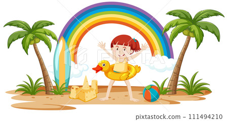 Joyful Child at a Tropical Beach Joyful Child at a Tropical Beach 111494210