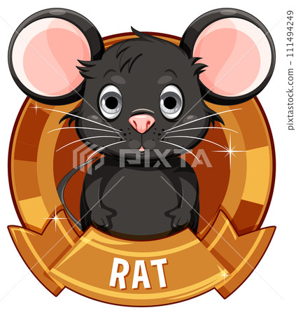 Cute Cartoon Rat in Shiny Emblem 111494249