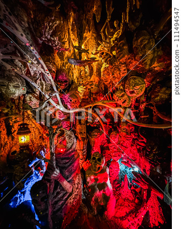 Cave of art at white temple, Chiang Rai, Thailand 111494547