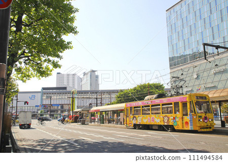 Scenery with tram in Okayama Prefecture/1-chome Ekimae-cho, Kita-ku, Okayama City, Okayama Prefecture 111494584